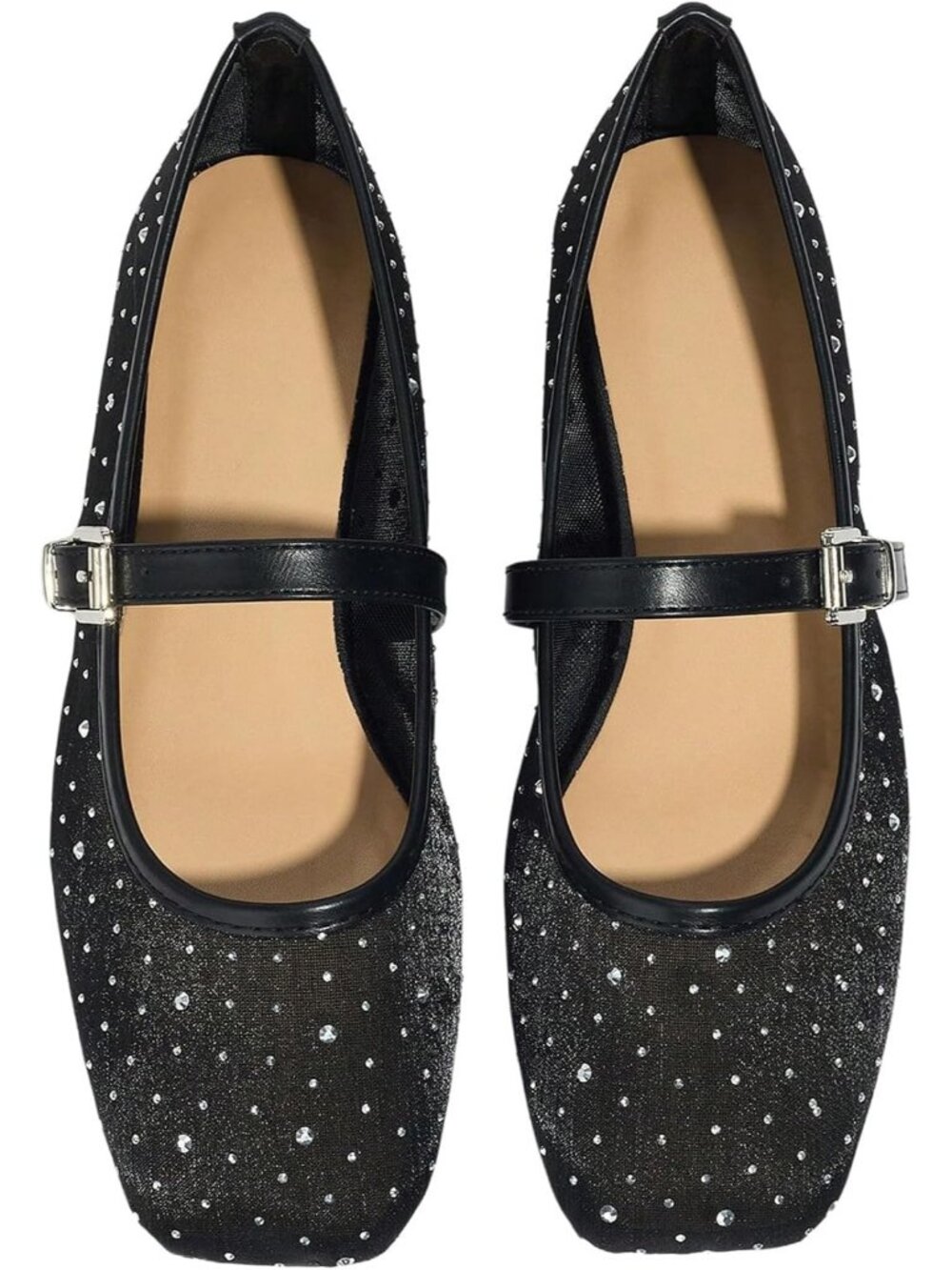 Women Dark Black Comfortable Closed Toe Ballerina Mesh Ballet Slip On Flat Shoes